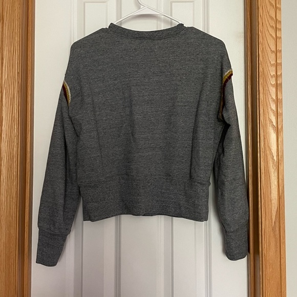 Madewell Embroidered-Trim Crop Sweatshirt Grey Size Small - Picture 5 of 7